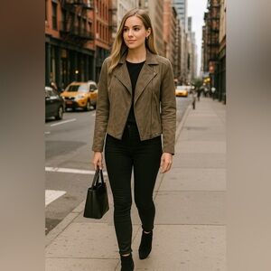 ASTR Gray Grey Suede Moto Jacket Edgy Casual Streetwear Downtown Valentines Day